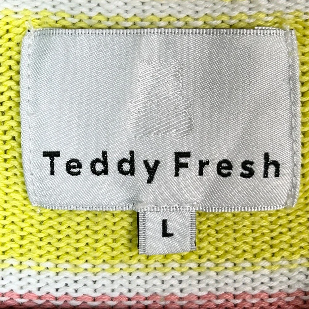 Teddy Fresh Striped Sweater Mens Large Cotton Knit Crewneck Logo Streetwear